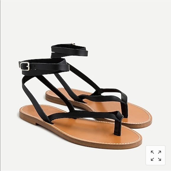 J Crew Leather Anklewrap Thong Sandals 